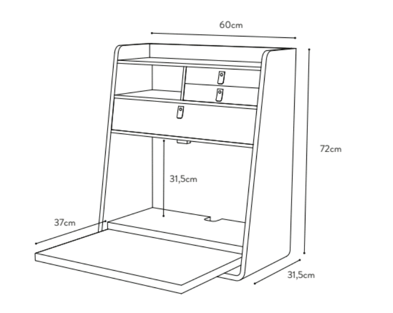 
                  
                    Hartô Design Skrivebord Gaston Skrivebord Veggmontert Valnøtt/Petrolium
                  
                